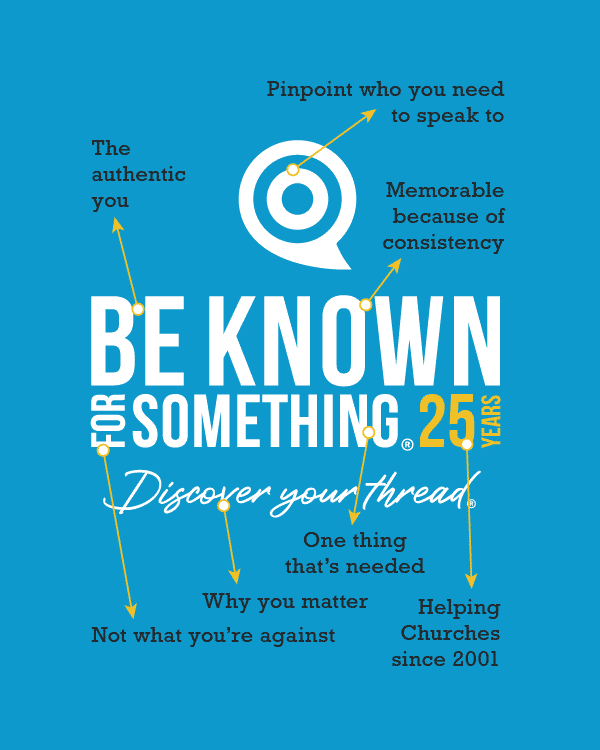 Explanation about the Be Known For Something Church Branding Experts logo.